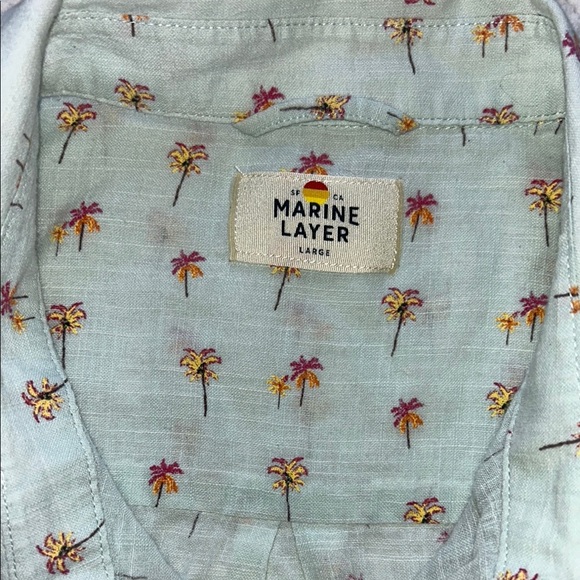 Marine Layer Sky Blue Palm Print Button Down Shirt - Picture 5 of 8